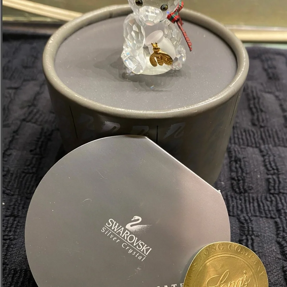 Swarovski Crystal Bear Figurine with Gold Bee Accent